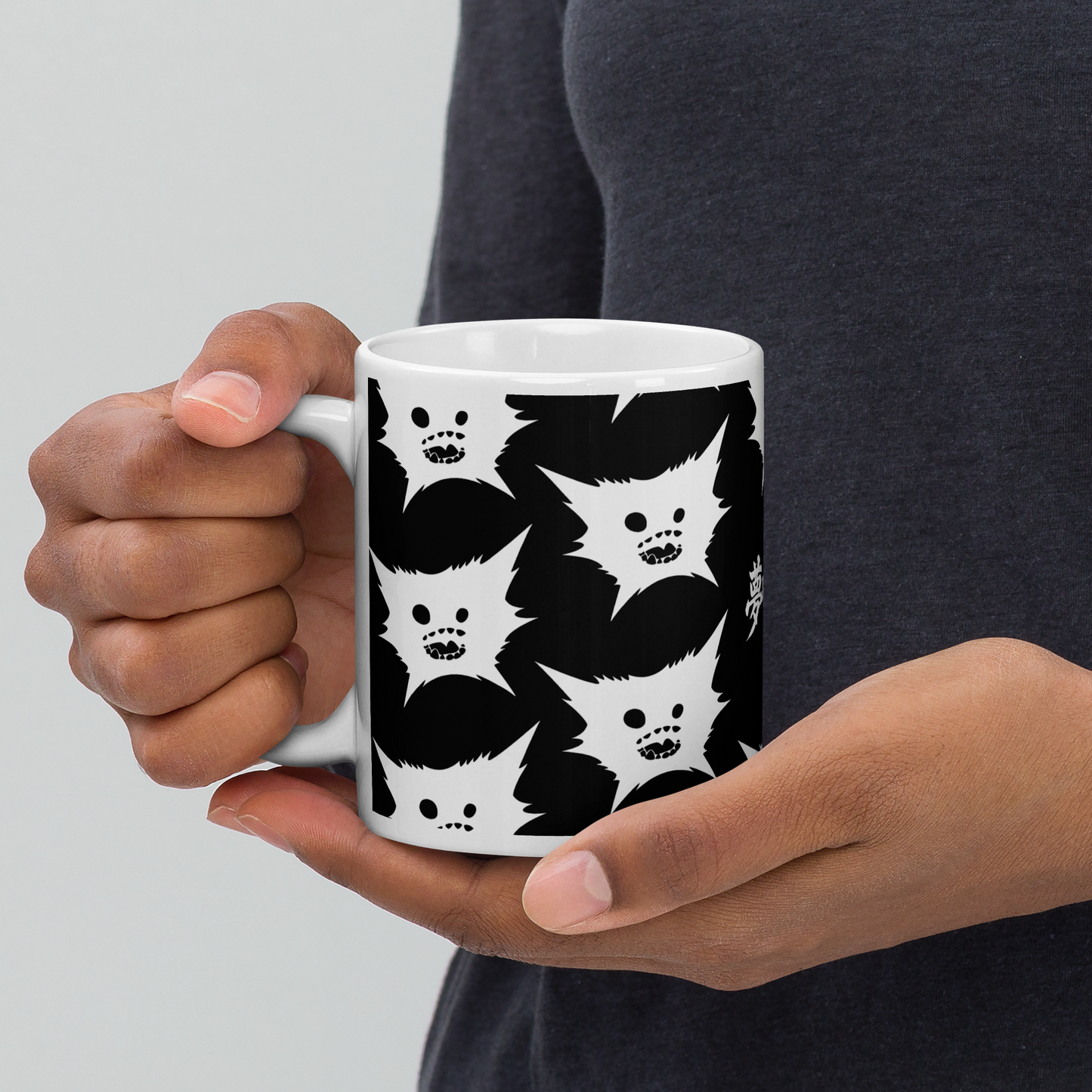 White DreamEater Kanji Logo Glossy Step & Repeat Logo Mug