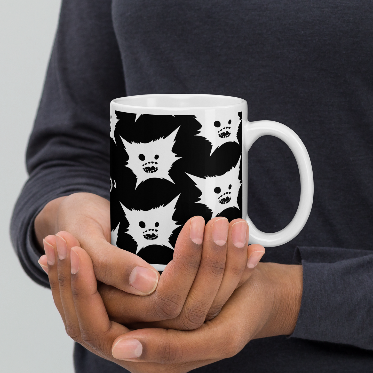 White DreamEater Kanji Logo Glossy Step & Repeat Logo Mug