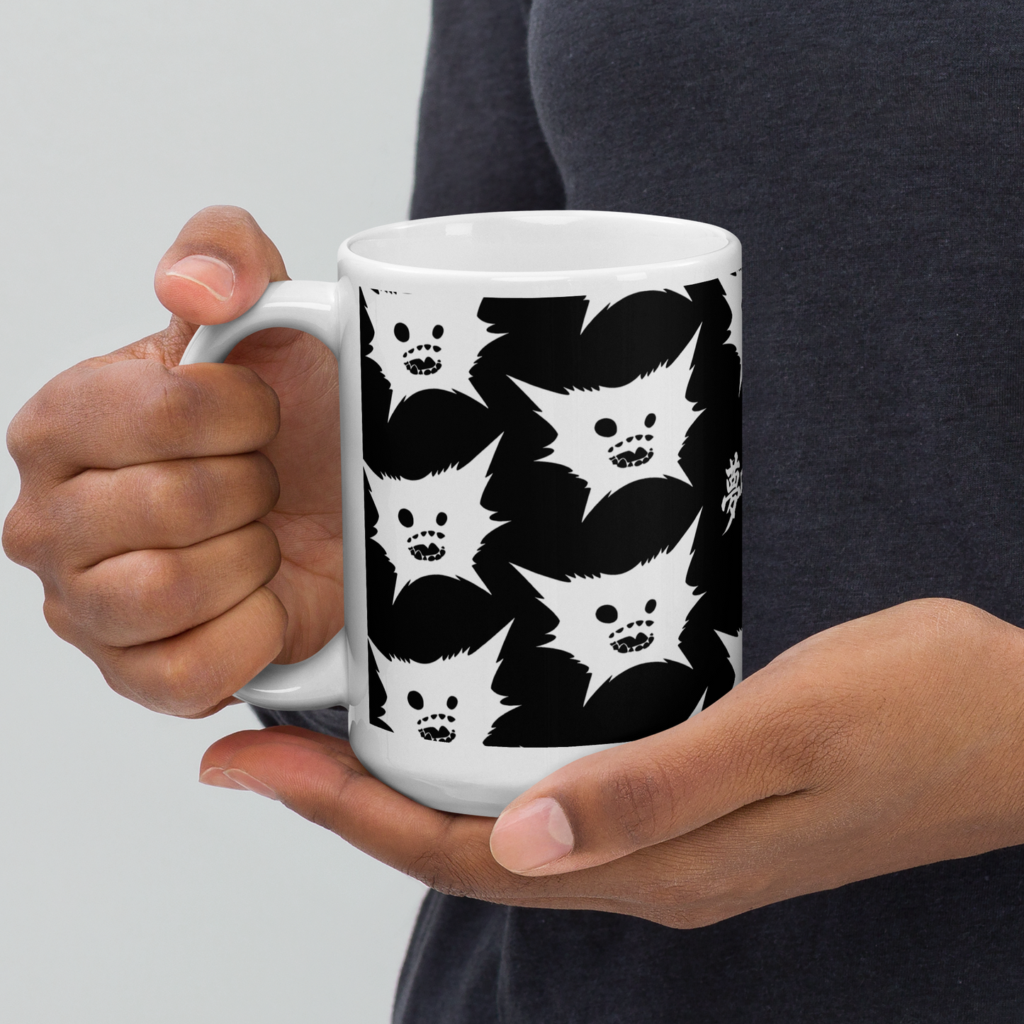 White DreamEater Kanji Logo Glossy Step & Repeat Logo Mug