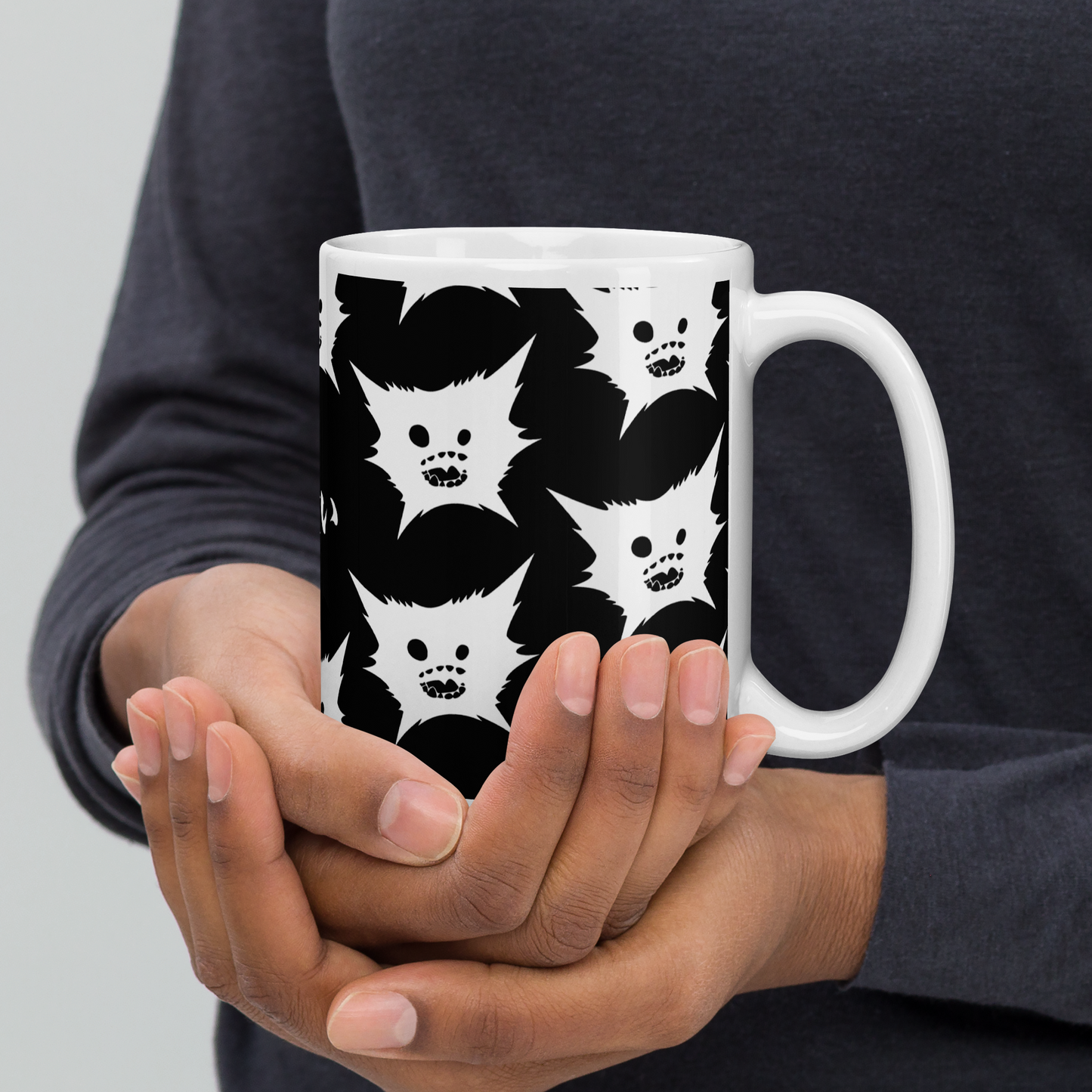 White DreamEater Kanji Logo Glossy Step & Repeat Logo Mug