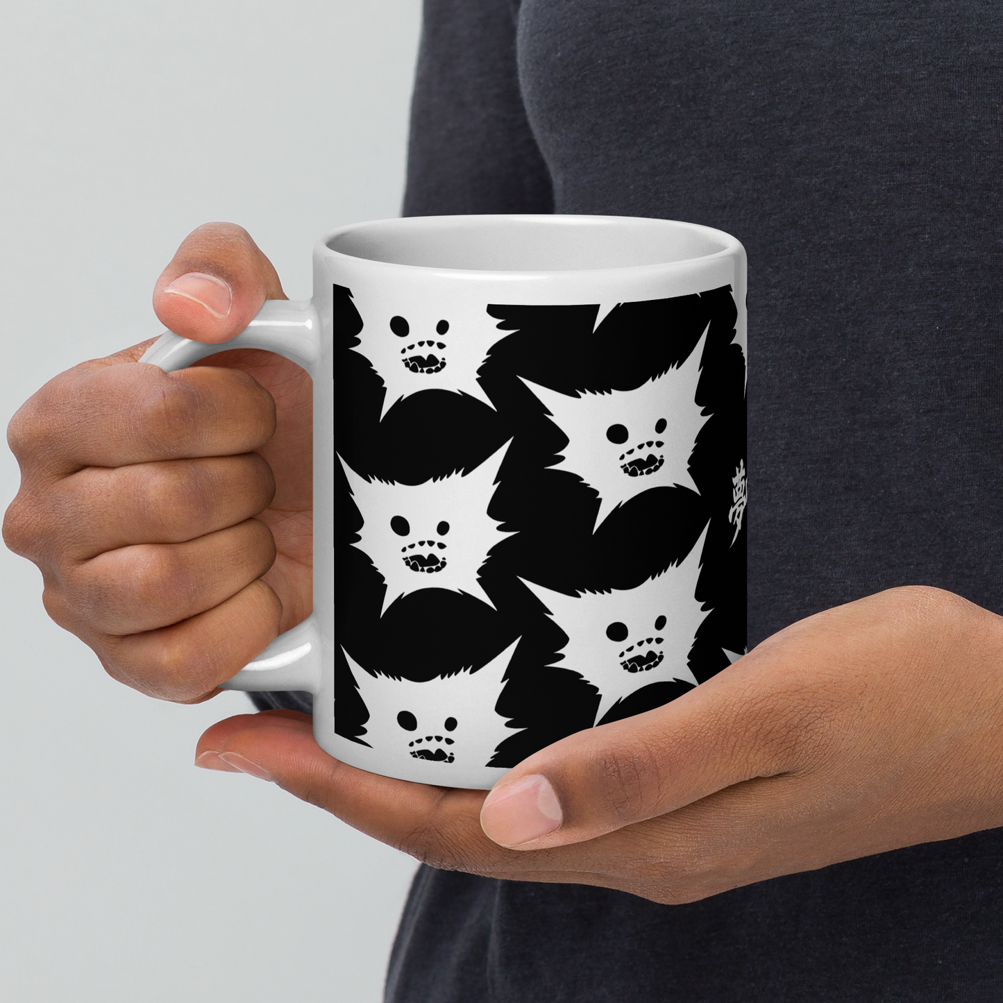White DreamEater Kanji Logo Glossy Step & Repeat Logo Mug